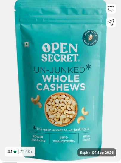 Whole truth un-junked cashews 1kg