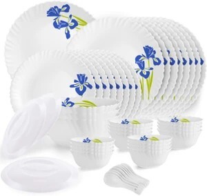 Cello Pack of 47 Opalware Dazzle Iris|Crockery Set