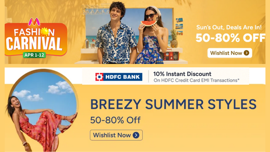 Myntra Fashion Carnival Sale 2026! 15% off Coupon + Deals