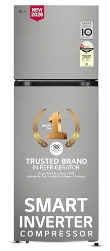 LG 251 L, 1 Star, Frost-Free Smart Inverter Double Door Refrigerator with Smart Mode (GLT2516WWPZ, Shiny Steel, Multi Air Flow Cooling with Max Fresh Zone, 2026 Model)