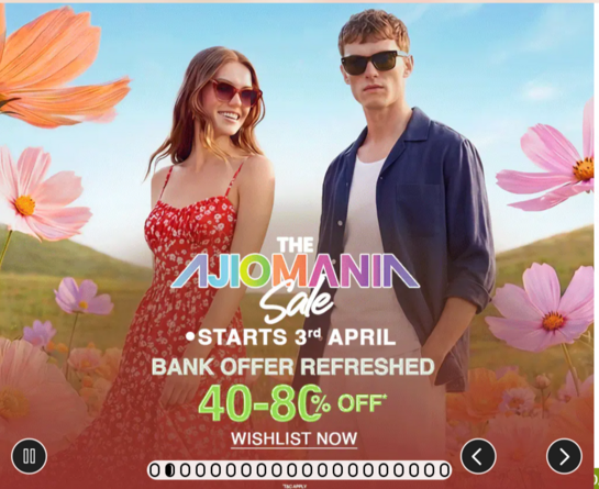 (Upcoming) The Ajio Mania Sale 40-80% off + 10% off on ICICI Credit Card (Starts 3rd April)