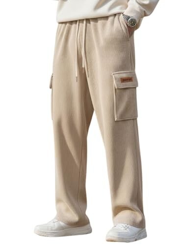 SMOWKLY Men's Corduroy Pants | Men’s Casual Trouser 