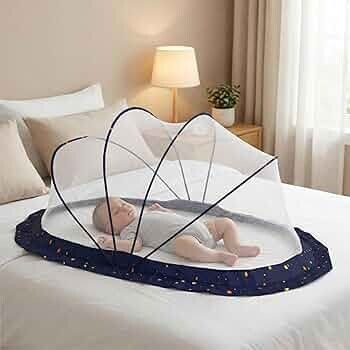 Cuppy Baby Mosquito Net for Kids 0-2 Years | Foldable & Bottomless | Soft Breathable Mesh | Lightweight & Portable | 90x60x45 cm (Blue) at 57% Off