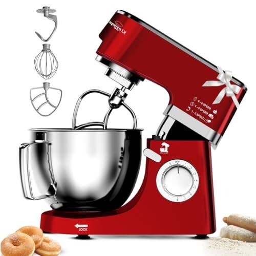 INALSA Stand Mixer 1300W With Digital Preset| Pure Copper Motor (Esperto Lx - Red)