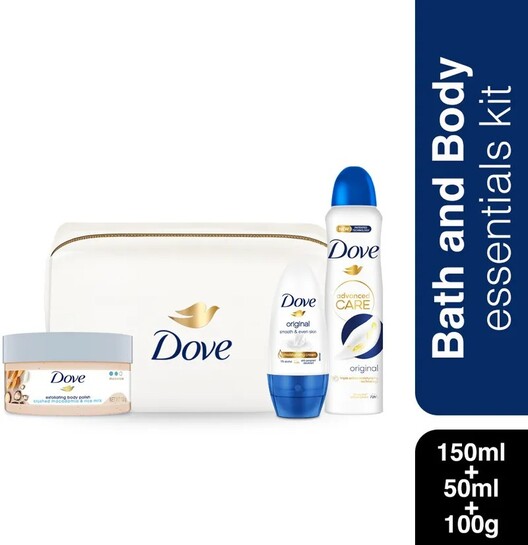 DOVE Giftset_1 Deodorant (150 ML), 1 Roll On (50 ML)&1 Exfoliating Body Polish(100 G) Combo Set (Set of 1)