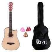 Zepto - Revel Rvl-38C-Lgp-Nt 38 Inch Acoustic Guitar Linden Wood Ebony  | Natural(location specific)