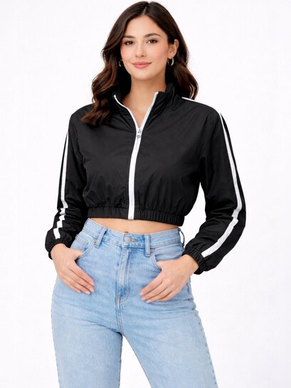PERFKT U Women Colourblocked Lightweight Crop Sporty Jacket 