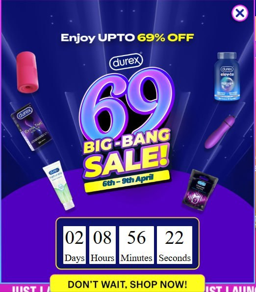 Durex 69 Big Bang Sale - Up to 69% OFF on bestsellers 