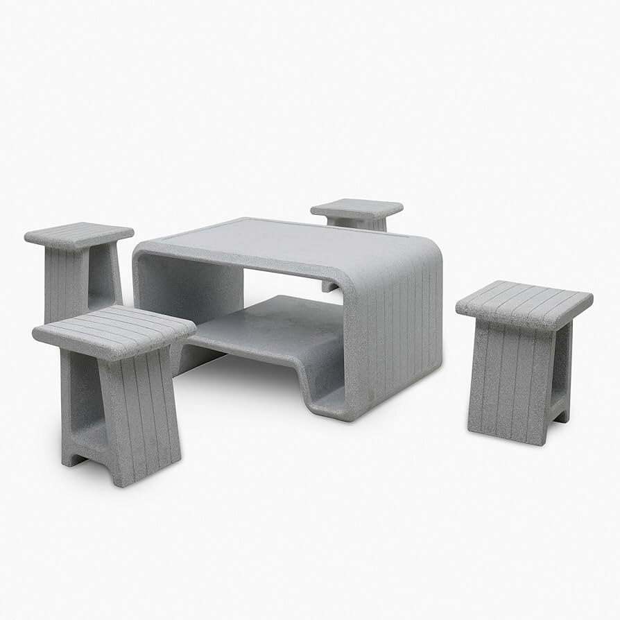 Home Centre Helios Norris Polypropylene Table with Stools - Grey 
