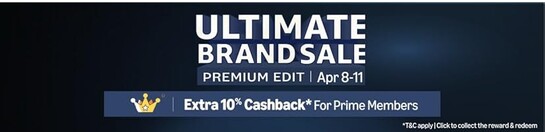 Ultimate Brand Sale (Apr 8-11) - 10% cash back rewards + 5%+5% discount amazon icici card