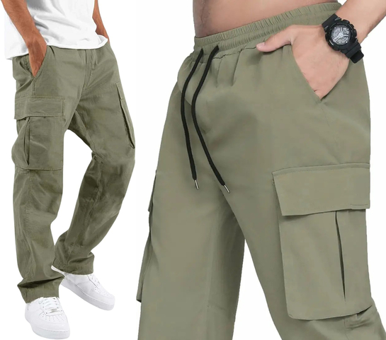 Lymio cotton cargo pants with elastic and drawstring at the waist