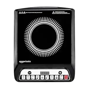 Amazon Basics 1600W Induction Cooktop | 7 Pre-Set Cooking Menus | LED Display | Smart Push Buttons I Energy Efficient, Auto Cut-off, 20A IGBT & 4KV Surge Protection I Black