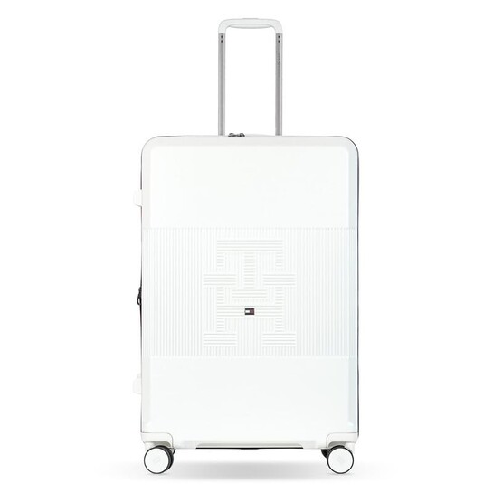 Tommy Hilfiger Mid-Size Luggage Patrick - Off White | Check-in Trolley Bag with TSA Lock | 360° Spinner Wheels | Telescopic Handle |Hardshell Polycarbonate Suitcase |Water Resistance |74L Capacity