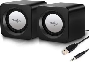 Frontech Premium 2.0 Channel USB Powered Speakers with 1.5W x 2 Output, AUX Input 3 W Laptop/Desktop Speaker (Black, 2.0 Channel)