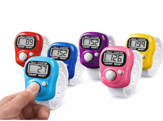 Bazaar : Digital Finger Tally Counter (LCD Display, Silicone Strap, 7-Pack)