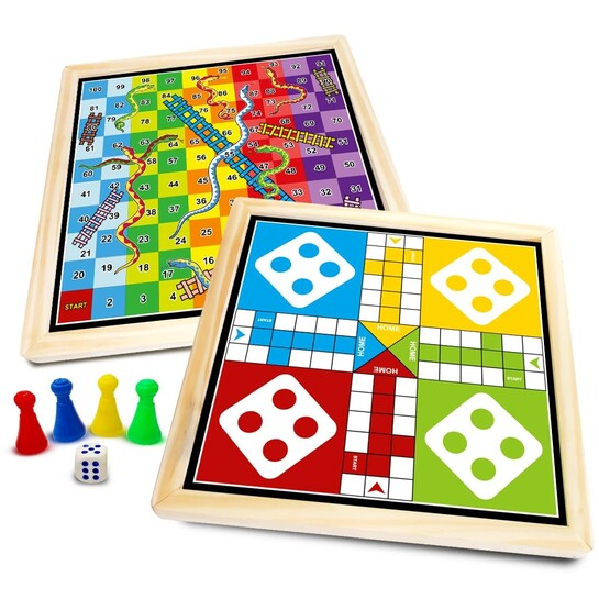 Wembley 2-in-1 Ludo Snake and Ladder Jumbo Wooden Board Game