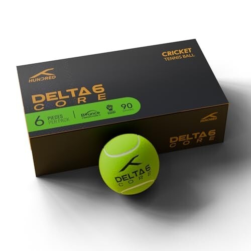 Hundred Cotton Delta 6 Core Cricket Tennis Balls | Yellow | Pack of 6