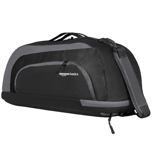 Amazon Basics Polyester Gym Duffle Bag with Shoe Compartment | 31L (Black Grey) [Apply coupon]