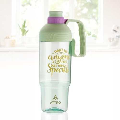 ATTRO My Cup Tumbler Plastic Water Bottle with Handle, Green- 1000ml