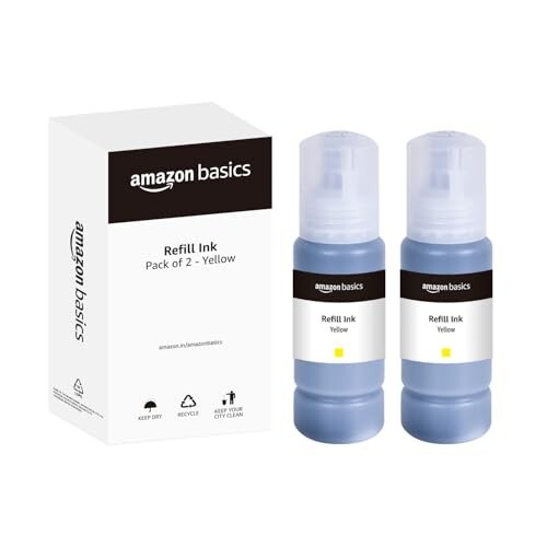 amazon basics 003 Refill Ink Bottle (Dual Pack) (70ml, Yellow)