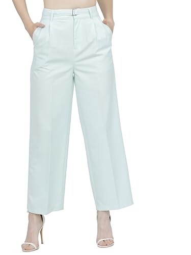 Tokyo Talkies Women's Flared Regular Trousers | Stretchable Trousers| High-Rise
