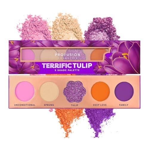 Profusion Cosmetics Blooming Hues 5 Shade Eye Shadow Pallete - Terrific Tulip (4.55 g)