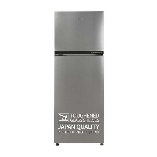 SHARP 265 L Frost Free Double Door 2 Star Refrigerator  (Silver Hairline)