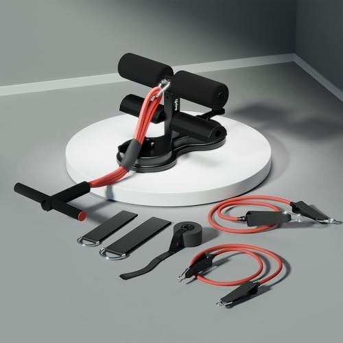 Lifelong Sit Up Bar with Double Suction Cup & Safety Lock | Comes with 2 Resistance Band, 2 Ankle Straps, 1 Door Attachment