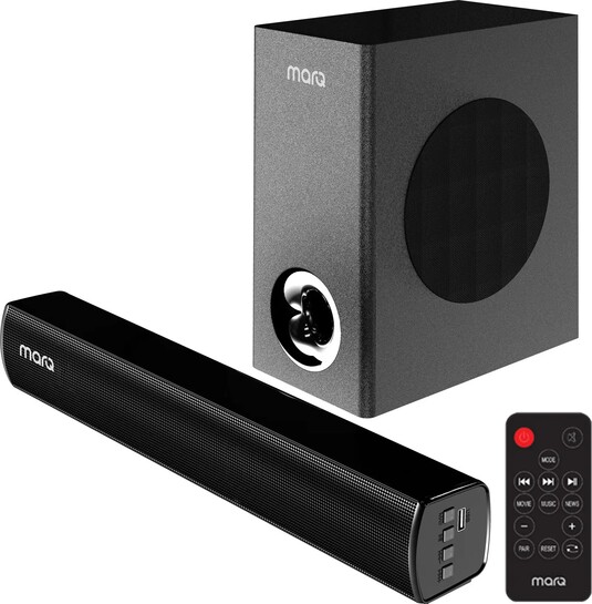 MarQ by Flipkart Thunder 60, 60 Watts, 2.1 Channel,EQ Modes 60 W Bluetooth Soundbar (Black, 2.1 Channel)
