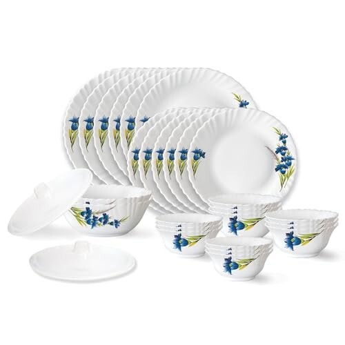 Larah by Borosil Nina Fluted Series Opalware Dinner Set
