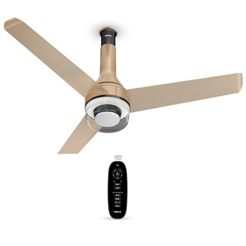 Havells 1200mm Crista Underlight BLDC Ceiling Fan | Remote Controlled, Smart Fan, IoT Enabled, Alexa & Google Home Compatible | 5 Star Rated, Upto 60% Energy Saving, 2 Year Warranty | (Champagne Cola)