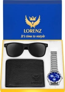 LORENZ Watch, Sunglass & Wallet Combo (Blue)