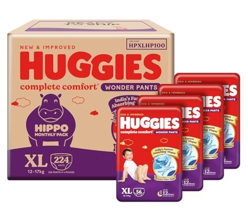 Huggies Complete Comfort Wonder Pants Extra Large Size, 224 Count  [10% coupon]