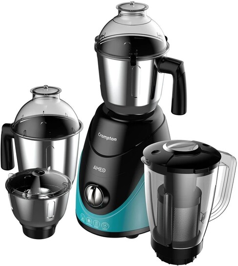Crompton Ameo 750 W Mixer Grinder (ACGM-AMEO-4 JARS | 4 Jars | Black, Blue)