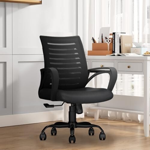 CELLBELL Desire C104 Mesh Mid Back Chair\Black)