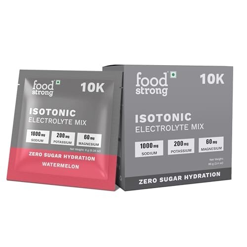 Foodstrong 10K Isotonic Electrolyte Mix Watermelon Flavour – 8g Sachet, Pack of 12