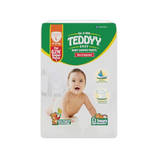 TEDDYY Easy Baby L Size Diaper Pant Style | 62 Count (Large) [Subscribe and save]
