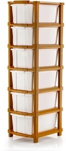 J K INTERNATIONAL 6 Compartments Plastic Multipurpose Drawer, Storage Organizer Home (White)