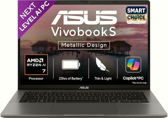 ASUS Vivobook S14, Smartchoice, AMD Ryzen AI 7 350, 16GB RAM Next-Gen AI Laptop