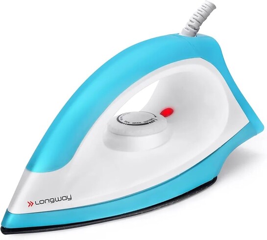  Longway Kwid Light Weight Non-Stick Teflon Coated Dry Iron, Electric Iron for Clothes | 2 Year Warranty| (1100 Watt, Blue) 