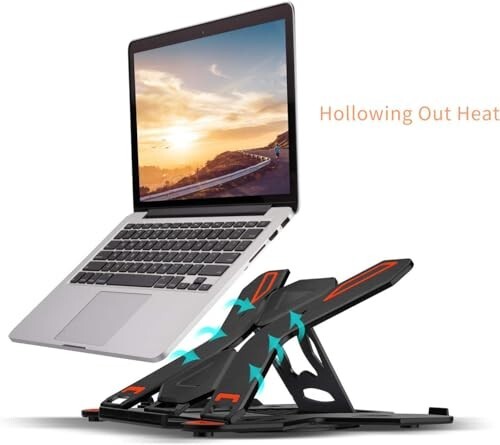 STRIFF Laptop Tabletop Stand, Adjustable Laptop Computer Stand, Multi-Angle, Portable Foldable Laptop Riser Notebook Holder Compatible for 9 to 15.6 Laptops (Black)