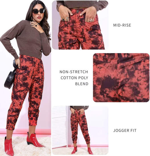 [App exclusive coupon] Tokyo Talkies printed polycotton stretchable (rust coloured) mid-rise jogger leggings