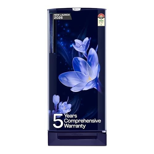 Godrej 190 L 5 Star 5 Years Comprehensive Warranty Turbo Cooling Technology | Toughened Glass Shelves | Base Drawer | Single Door Refrigerator (2026 Model, RD 195EN TDI MN BL, Marine Blue)