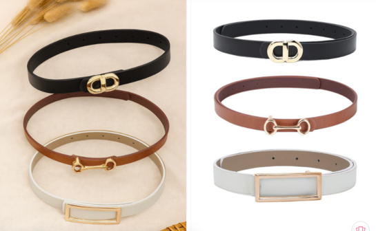 CRUSSET Womens Set Of 3 Vegan Leather Waist Belts for Casual Formal Wear