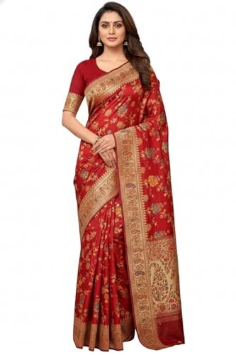 Traditional Indian Paisley Women's Pure Soft Silk Handloom Saree 