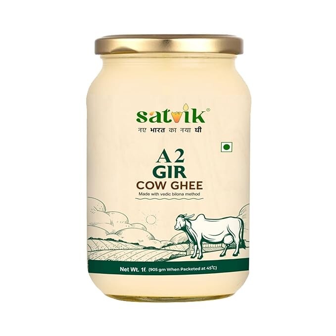 Apply 5% coupon - SATVIK PURE GHEE A2 Gir Cow Ghee 1 Litre Churned From Vedic Bilona Method Bilona Ghee A2 Cow Desi Ghee 1 Litre,1.49 Kilograms