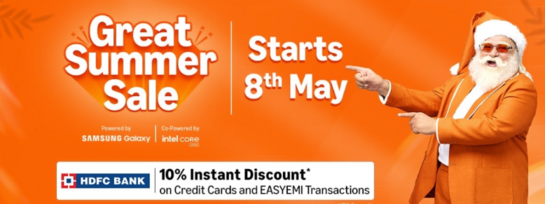 Amazon great summer sale - Starts 8th May [10% instant discount on HDFC Credit Card]