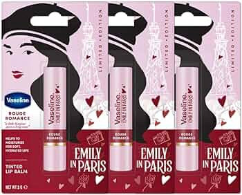  Vaseline Rouge Romance Emily in Paris Limited Edition Red Tinted Lip Balm Stick 3g (Pack of 3) 