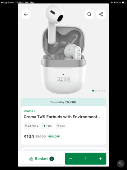 Croma Earbuds Rs. 104