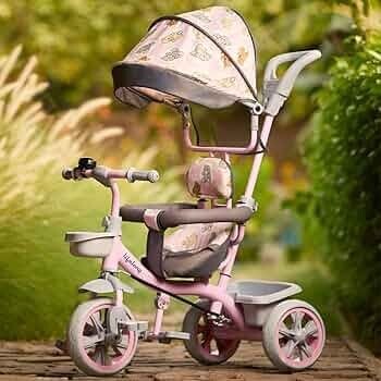 Lifelong Kids Parental Control Tricycle with Canopy,Harness,EVA Wheels, Bell & Storage Basket